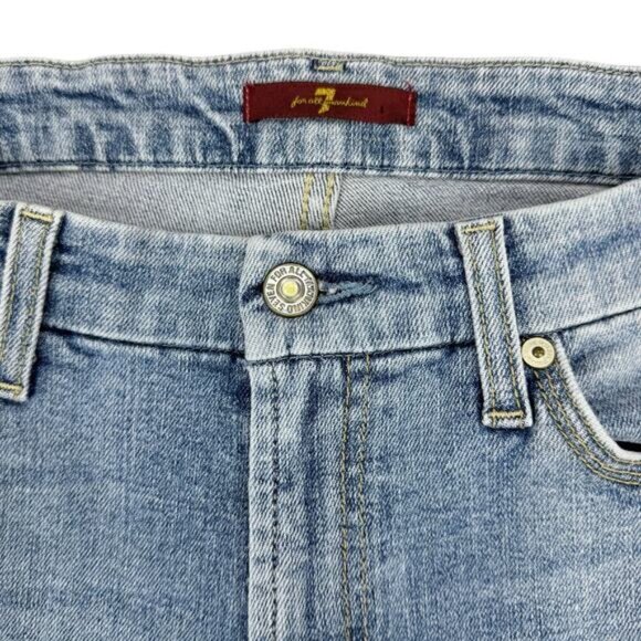 7 FOR ALL MANKIND High Rise Straight Leg Jeans Frayed Hem Women Sz 28 - Picture 5 of 8